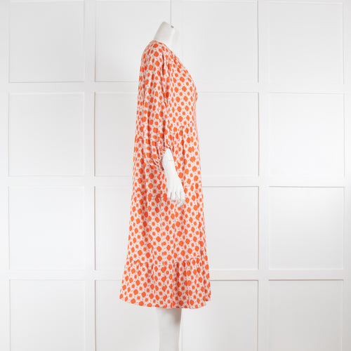 Dea Kudibal Orange Patterned Tiered Midi Dress