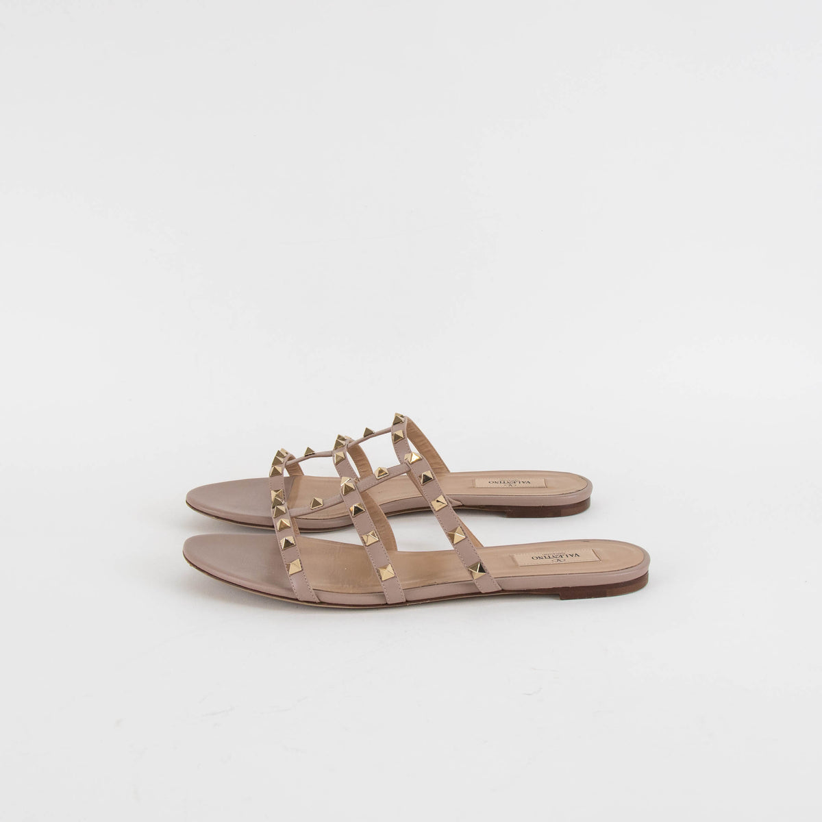 Valentino Garavani Nude Rockstud Flat Sandals
