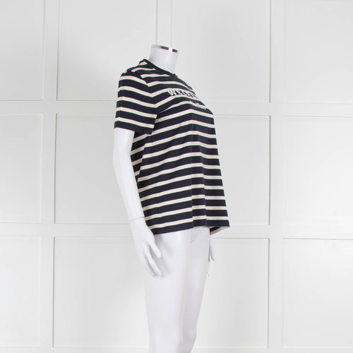 Weekend Max Mara Navy and Cream Round Neck T-Shirt