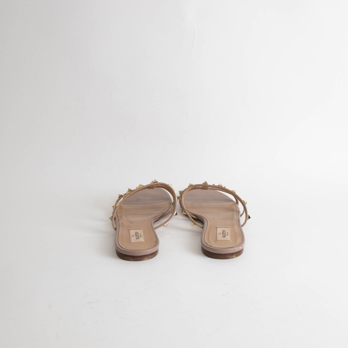 Valentino Garavani Nude Rockstud Flat Sandals