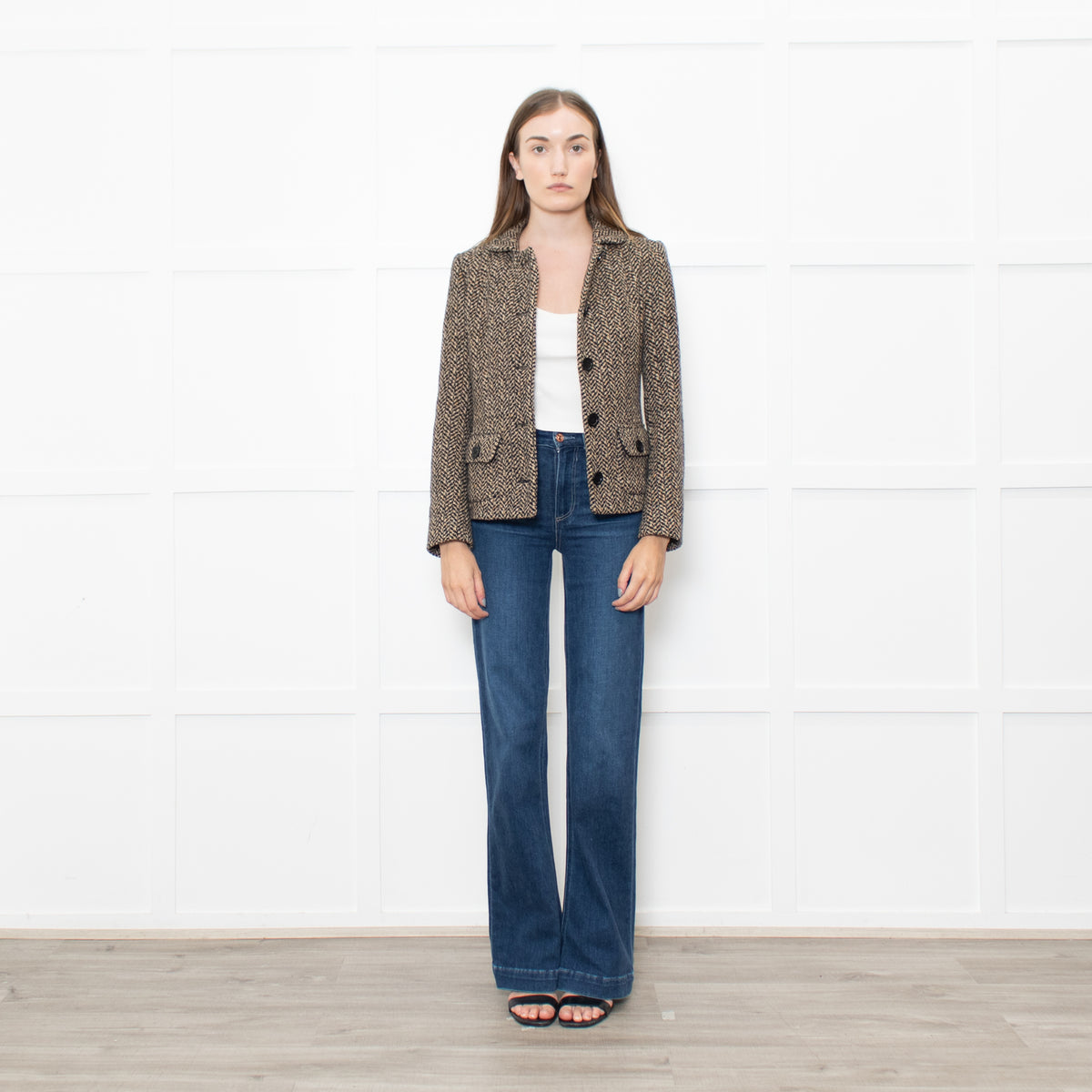 Weekend Max Mara Brown Beige Tweedy Wool Jacket