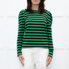 GANNI Green Black Striped Long Sleeve Top
