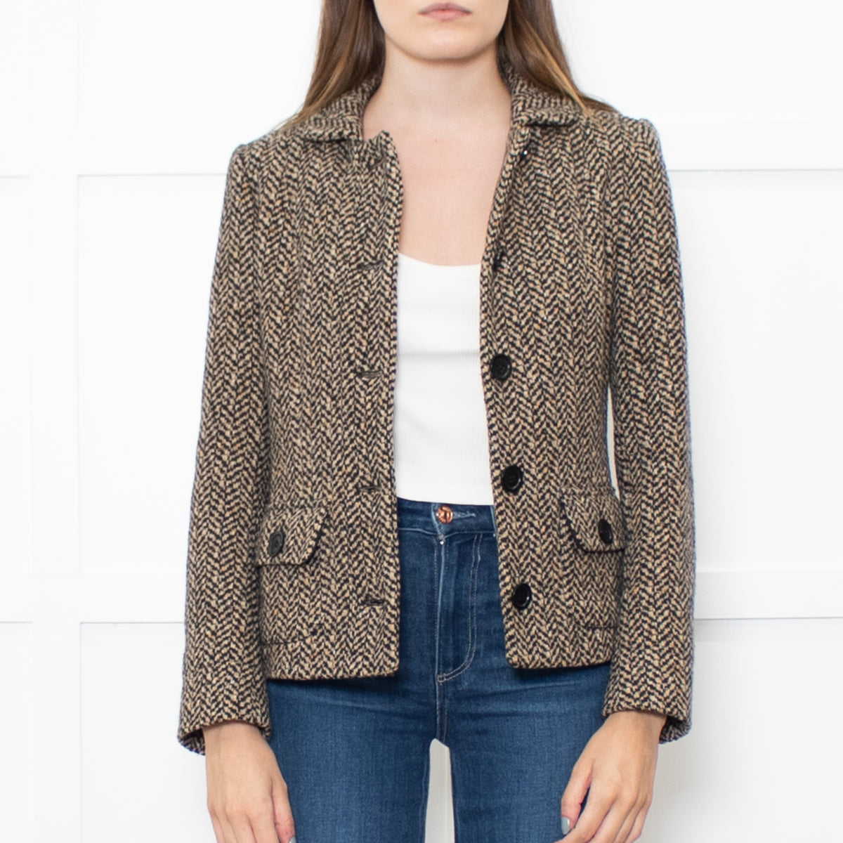 Weekend Max Mara Brown Beige Tweedy Wool Jacket
