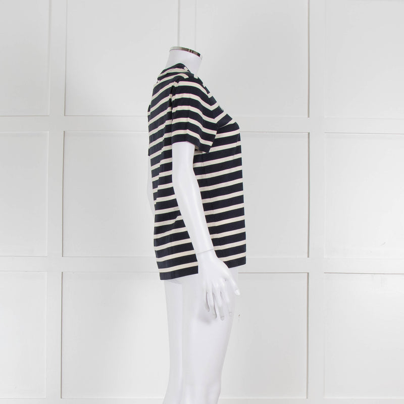 Weekend Max Mara Navy and Cream Round Neck T-Shirt
