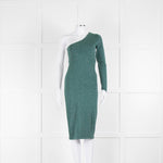 Pinko Green Lurex Cut Out One Sleeve Dress
