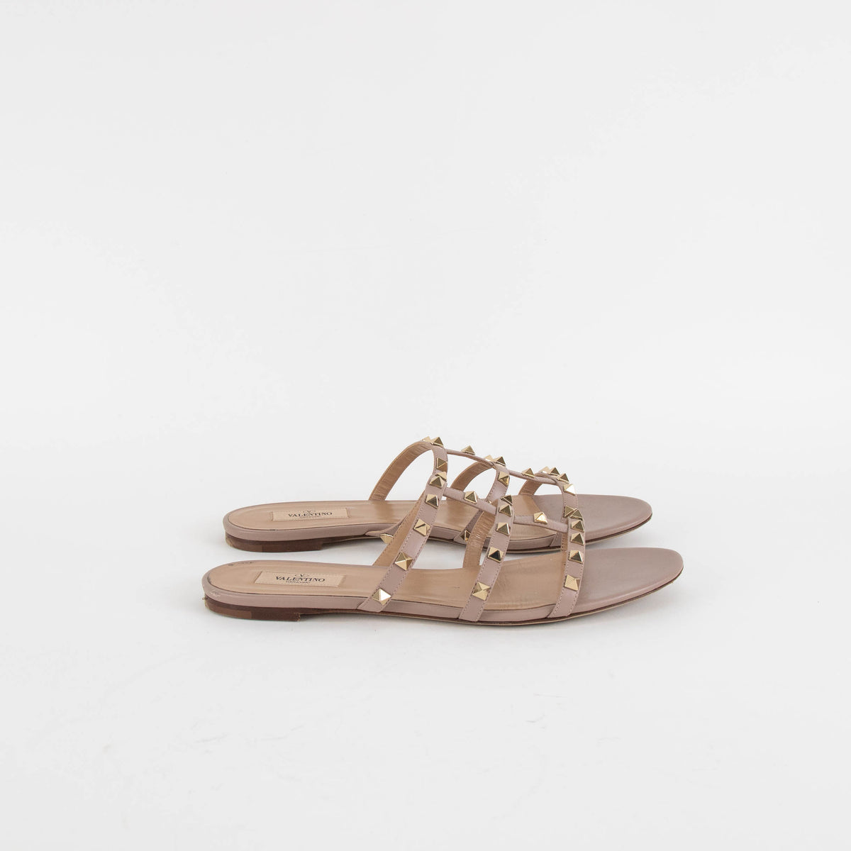 Valentino Garavani Nude Rockstud Flat Sandals