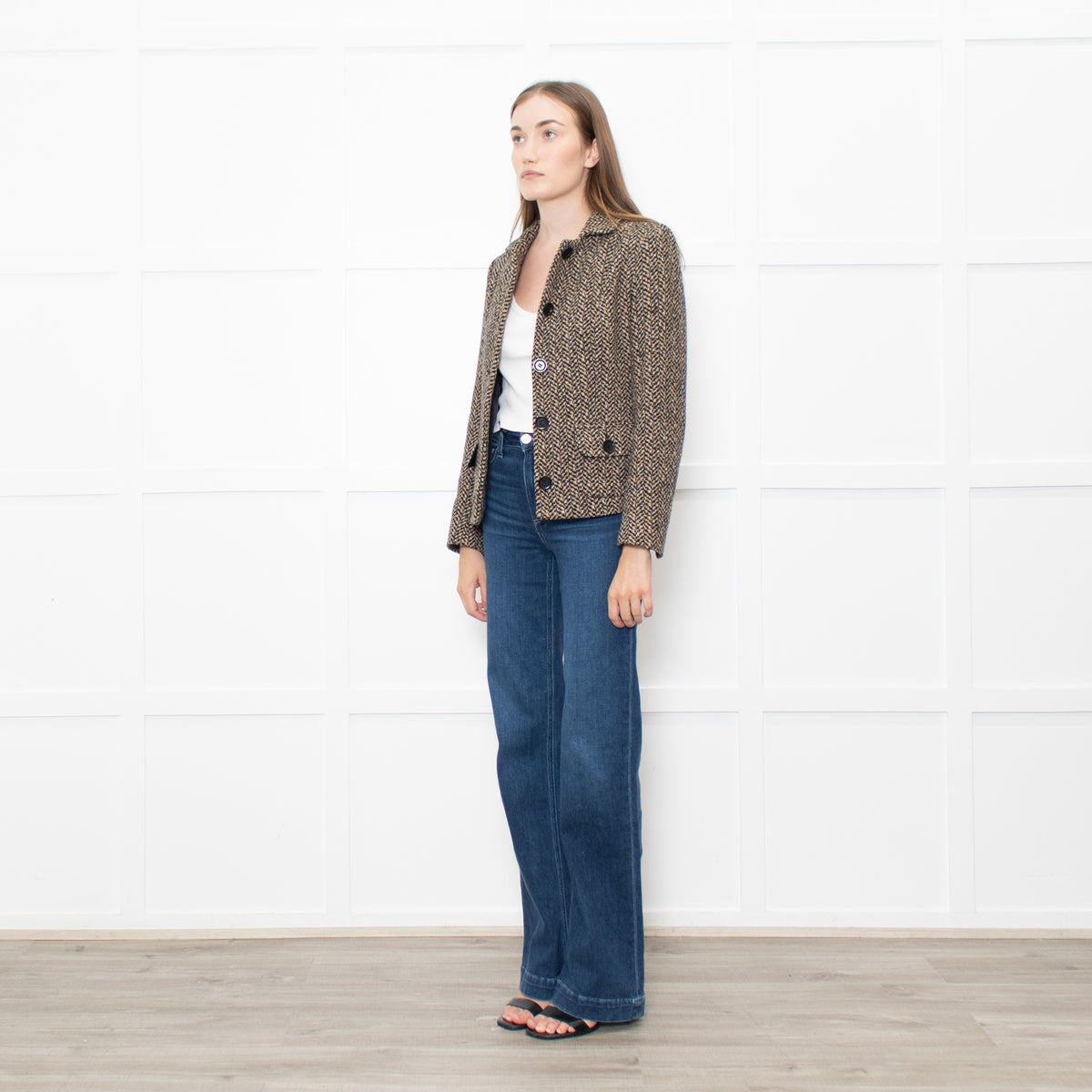 Weekend Max Mara Brown Beige Tweedy Wool Jacket