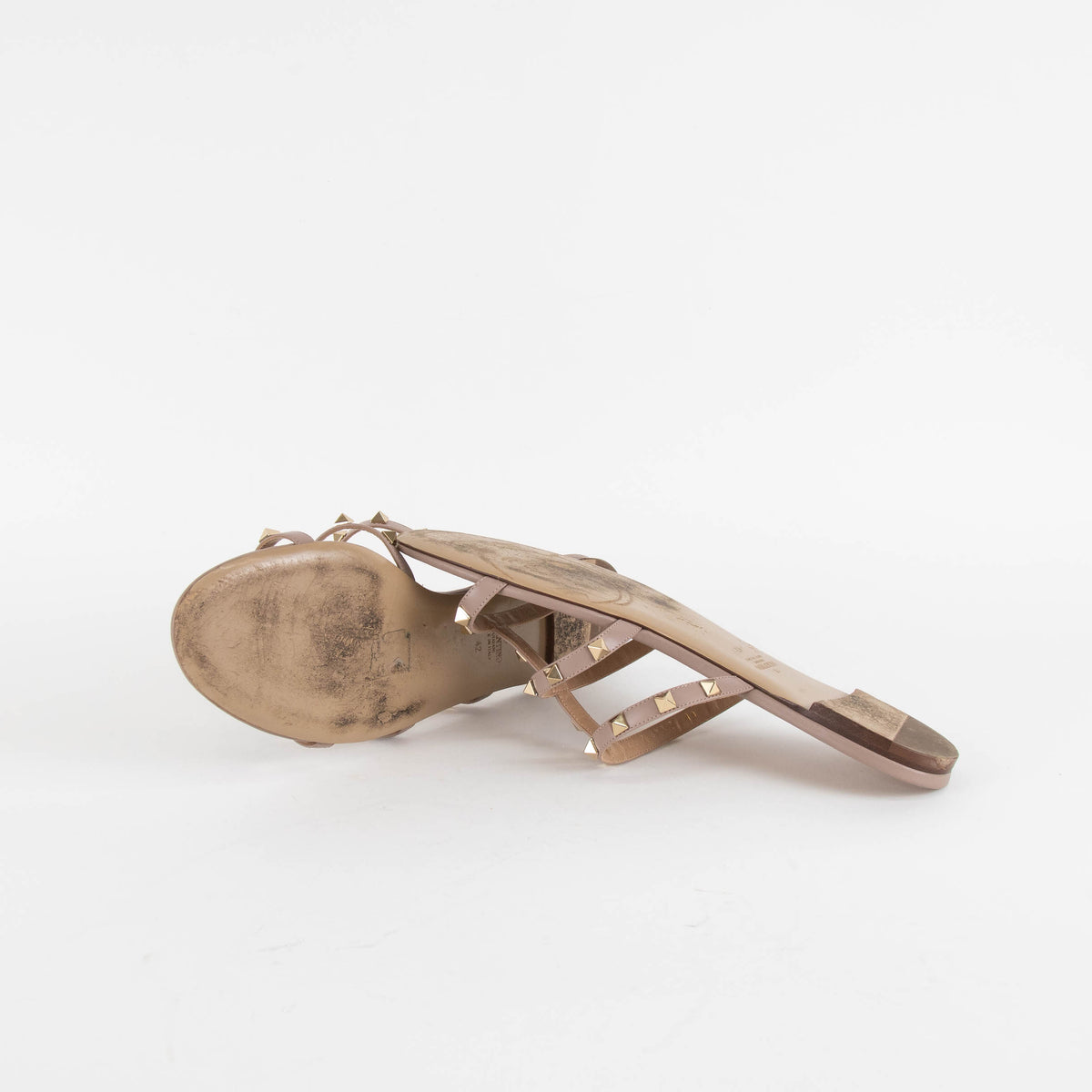 Valentino Garavani Nude Rockstud Flat Sandals