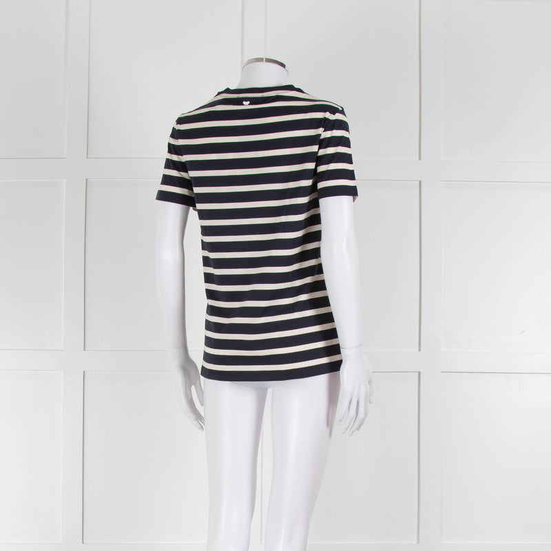 Weekend Max Mara Navy and Cream Round Neck T-Shirt