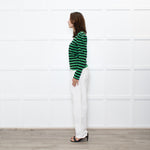 GANNI Green Black Striped Long Sleeve Top