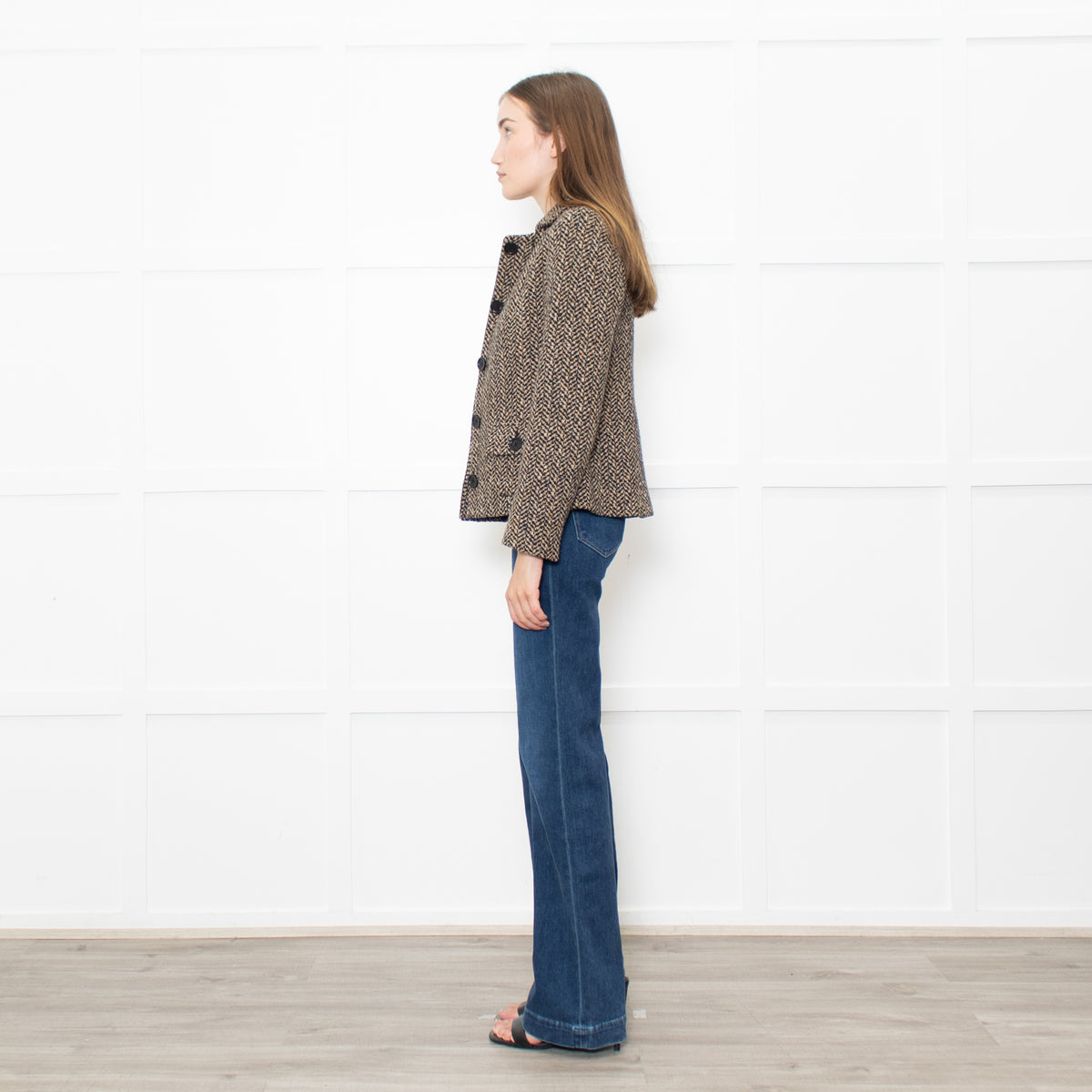 Weekend Max Mara Brown Beige Tweedy Wool Jacket