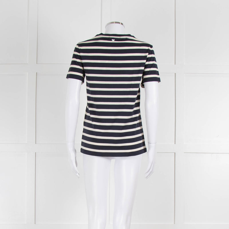 Weekend Max Mara Navy and Cream Round Neck T-Shirt