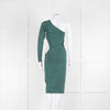Pinko Green Lurex Cut Out One Sleeve Dress