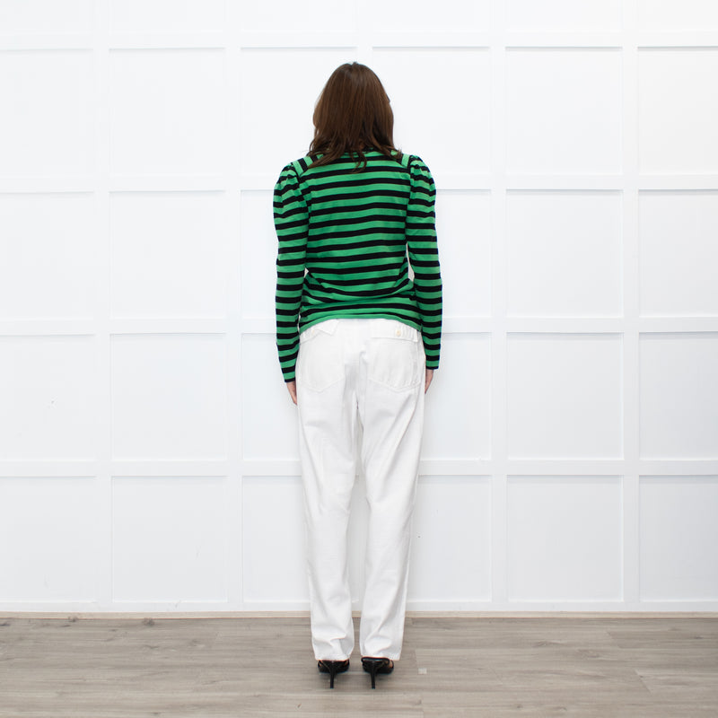 GANNI Green Black Striped Long Sleeve Top