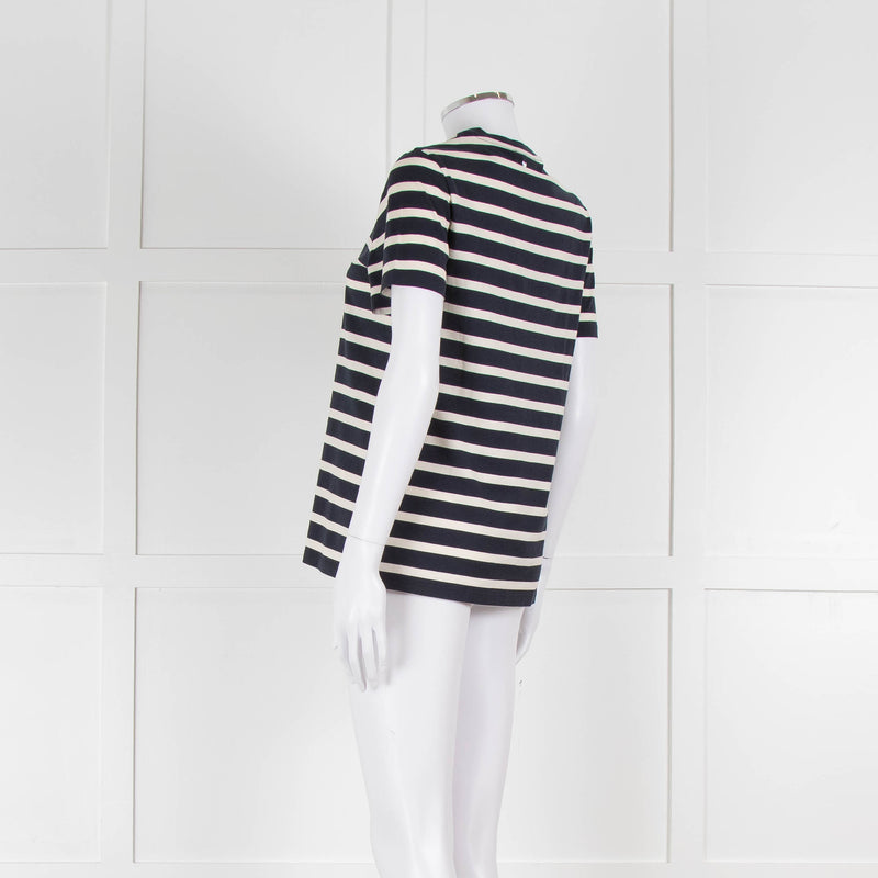 Weekend Max Mara Navy and Cream Round Neck T-Shirt