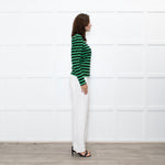 GANNI Green Black Striped Long Sleeve Top