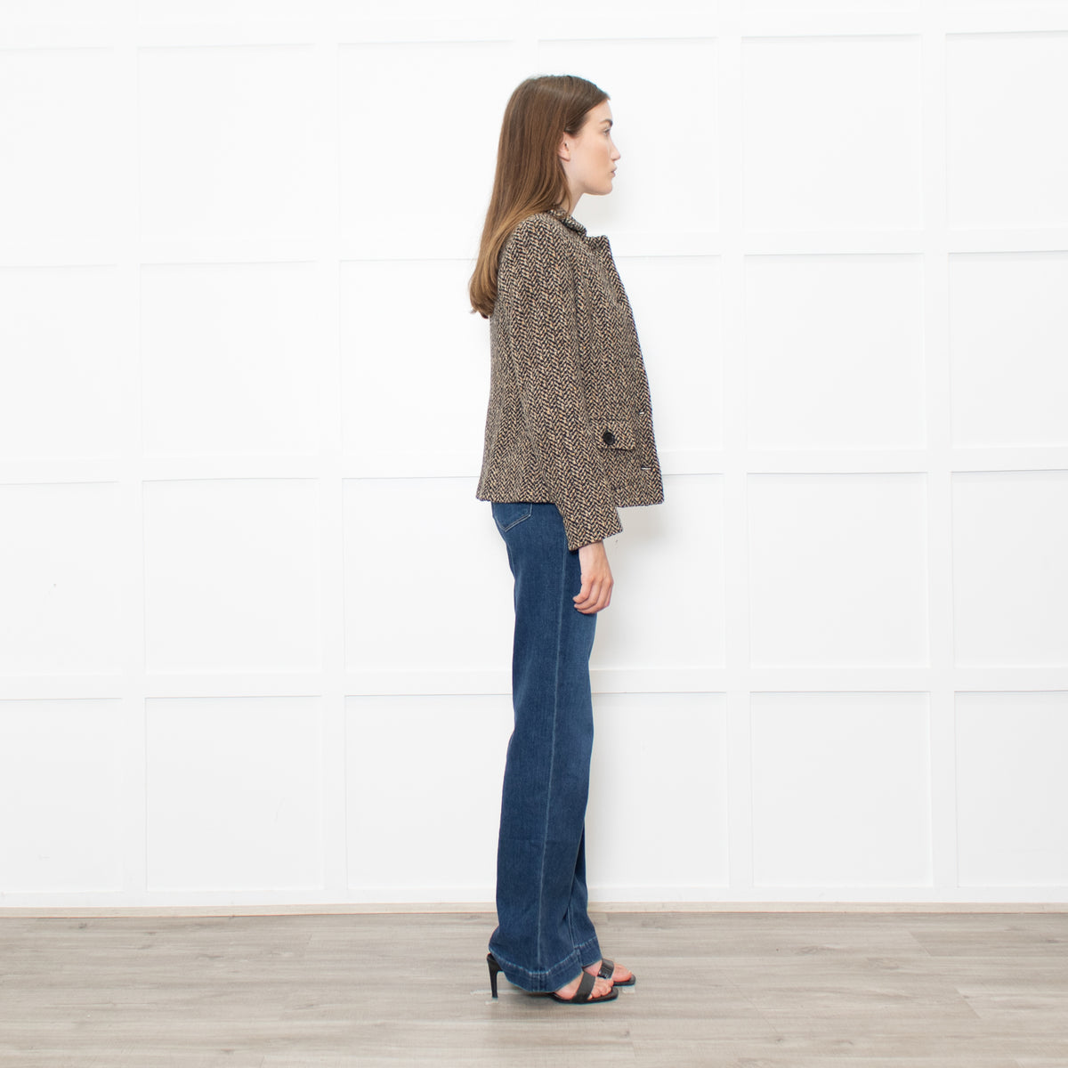 Weekend Max Mara Brown Beige Tweedy Wool Jacket