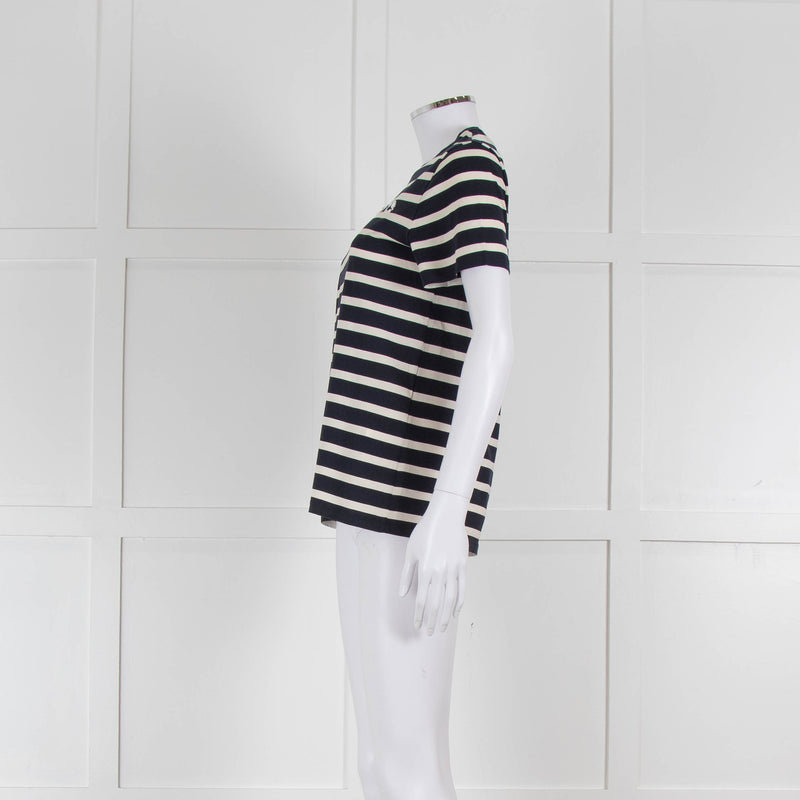 Weekend Max Mara Navy and Cream Round Neck T-Shirt