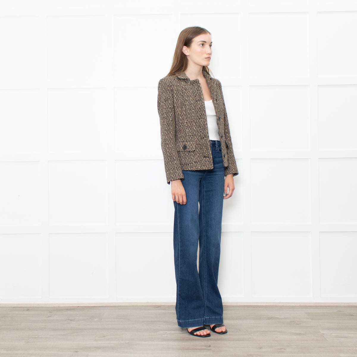 Weekend Max Mara Brown Beige Tweedy Wool Jacket