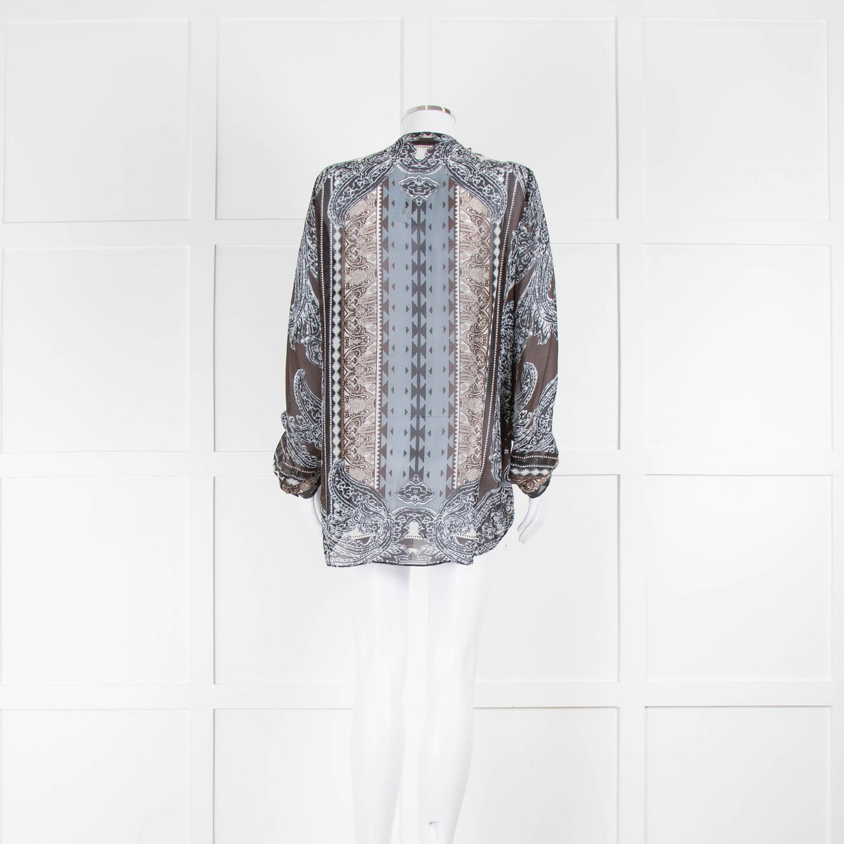 Hale Bob Grey And Brown Paisley Jewelled Silk