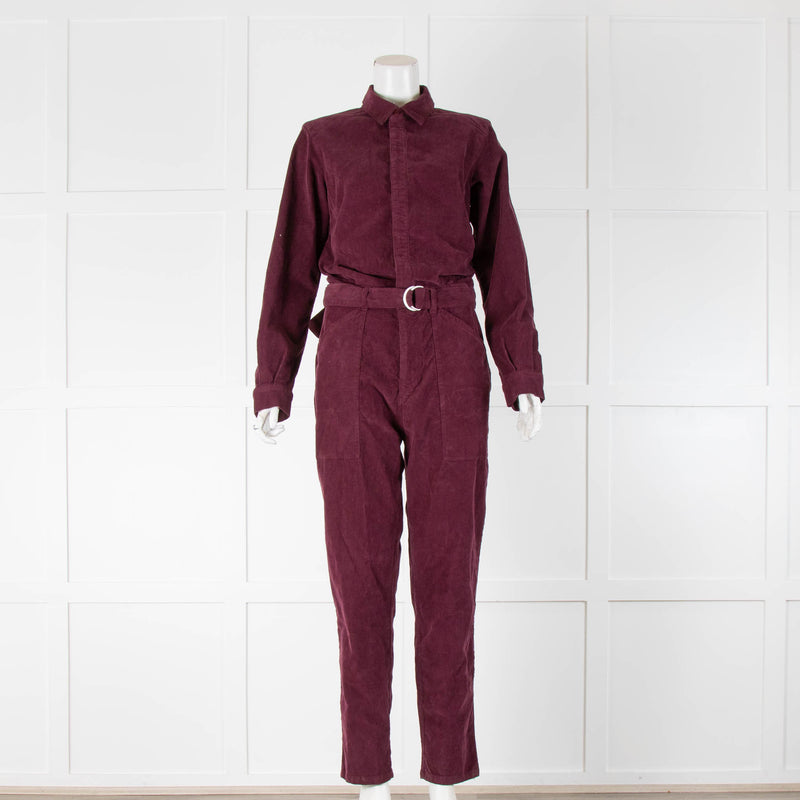 BA&SH Burgundy Corduroy Jumpsuit