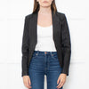 Theory Black Leather Edge To Edge Jacket
