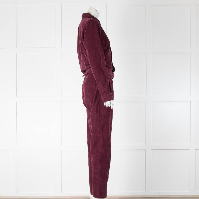 BA&SH Burgundy Corduroy Jumpsuit