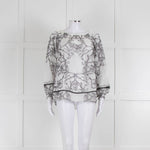 Marccain White and Black Embroidery Off The Shoulder Blouse