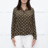 The Kooples Black Mustard Floral Red Trim Pyjama Style Shirt
