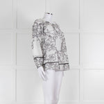 Marccain White and Black Embroidery Off The Shoulder Blouse