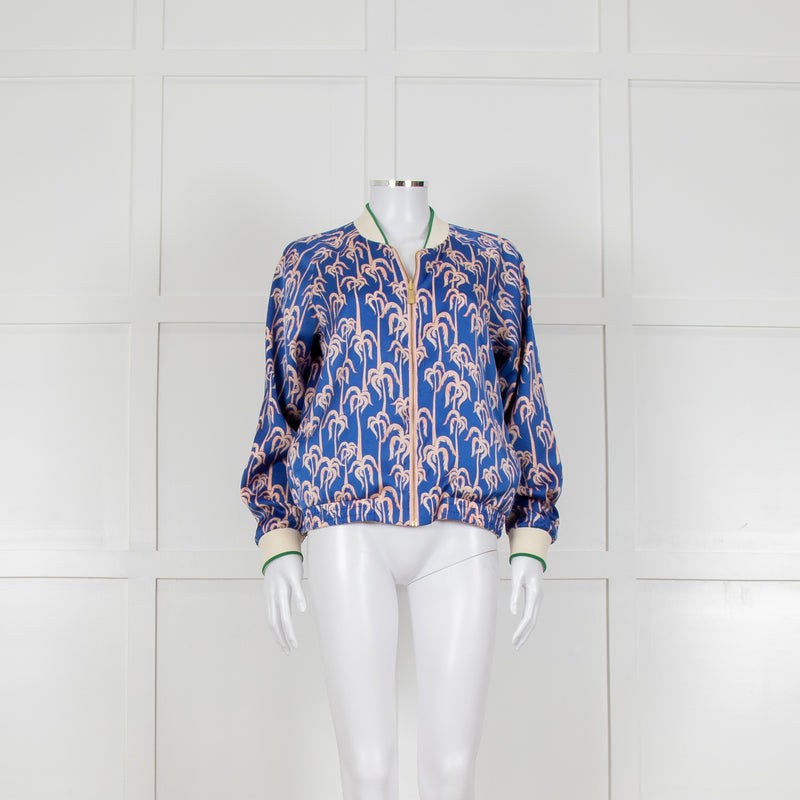 Scotch & Soda Blue and Pink Palm Print Reversible Bomber Jacket