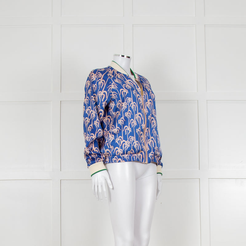 Scotch & Soda Blue and Pink Palm Print Reversible Bomber Jacket