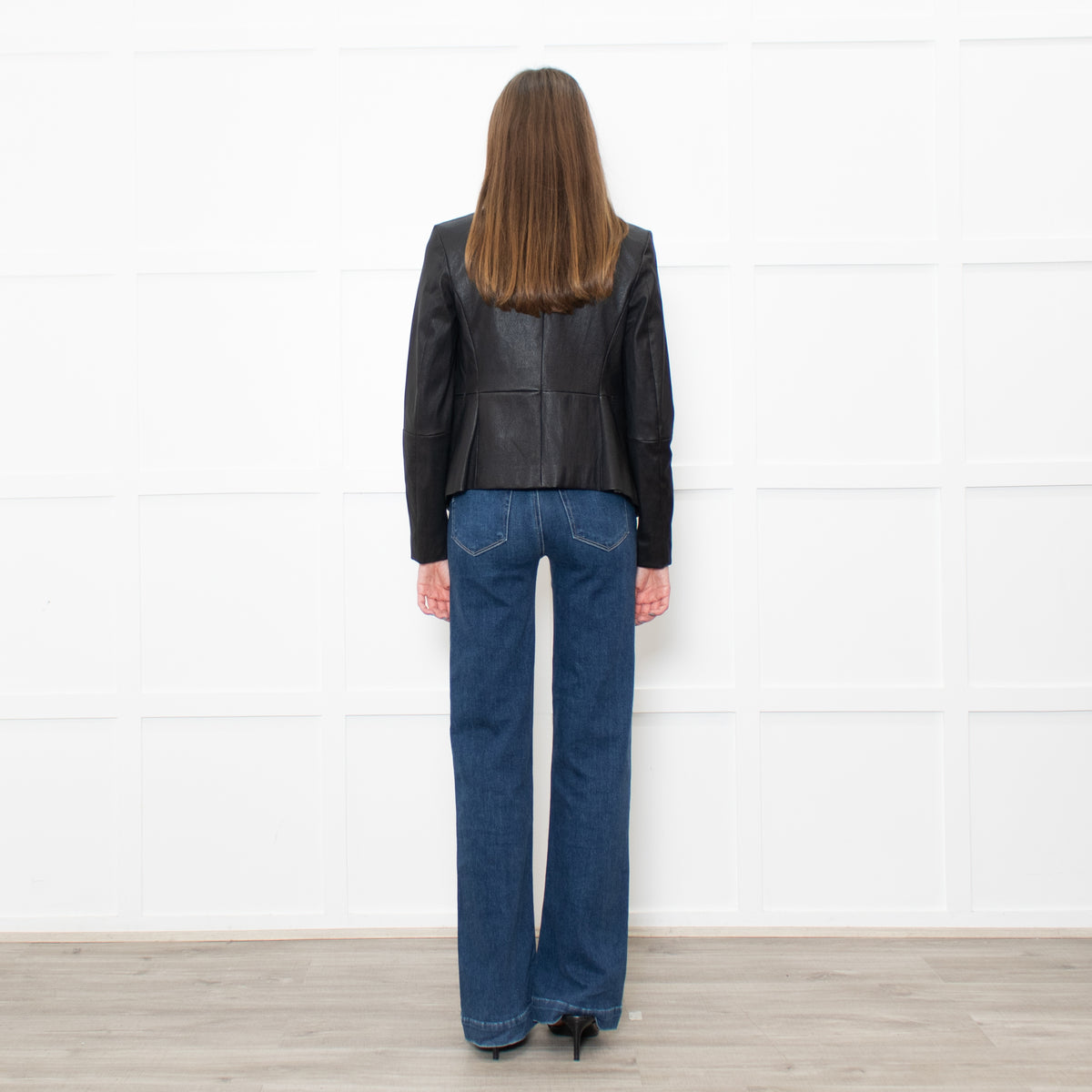 Theory Black Leather Edge To Edge Jacket