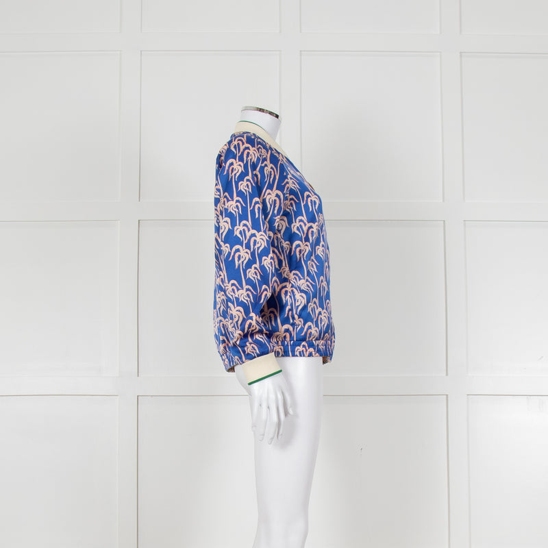 Scotch & Soda Blue and Pink Palm Print Reversible Bomber Jacket