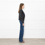 Theory Black Leather Edge To Edge Jacket