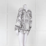 Marccain White and Black Embroidery Off The Shoulder Blouse