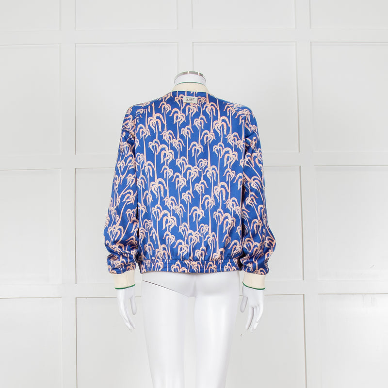 Scotch & Soda Blue and Pink Palm Print Reversible Bomber Jacket