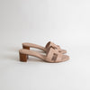 Hermes Oasis Beige Nude Block Heel Sandals