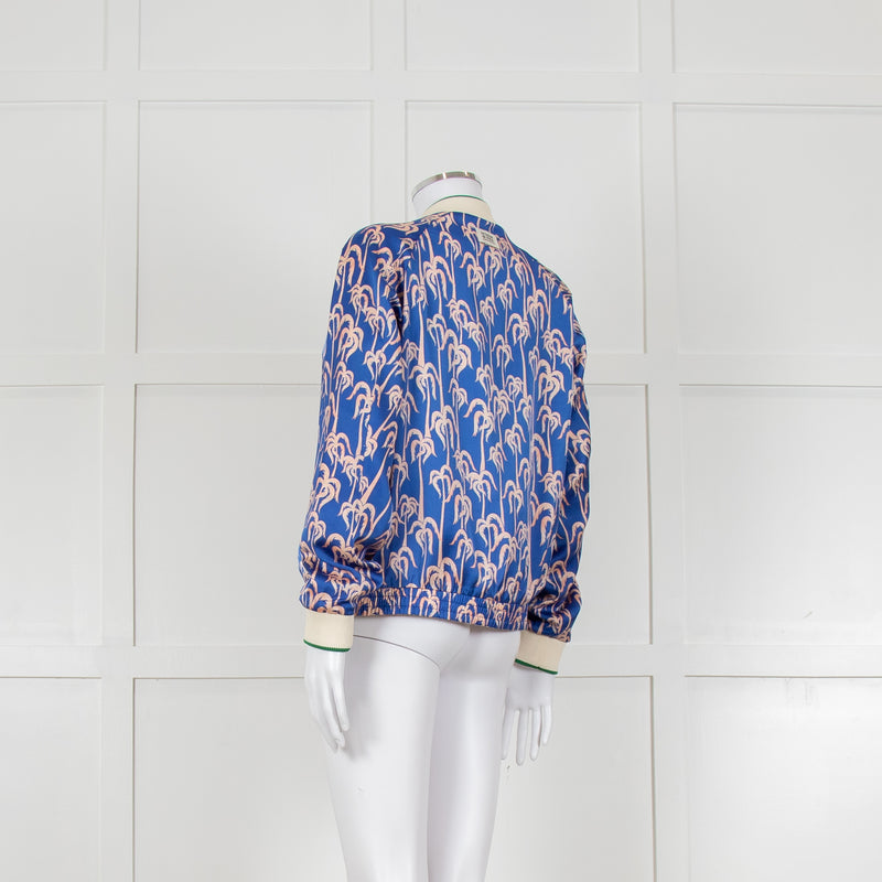 Scotch & Soda Blue and Pink Palm Print Reversible Bomber Jacket