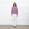 By IRIS Lilac Chequered Frilled Trim Blouse