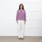 By IRIS Lilac Chequered Frilled Trim Blouse
