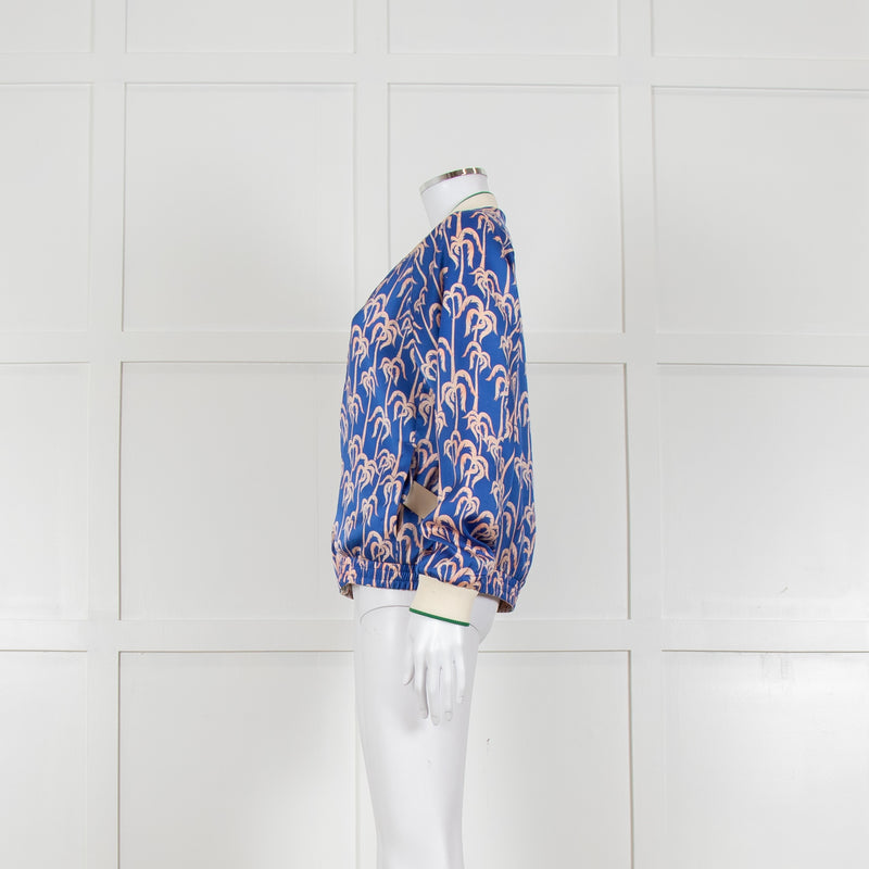 Scotch & Soda Blue and Pink Palm Print Reversible Bomber Jacket