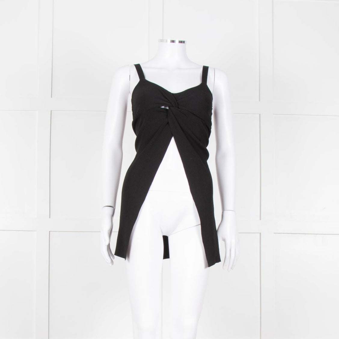 Twinset Black Knit Knot Front Open Sleeveless Top