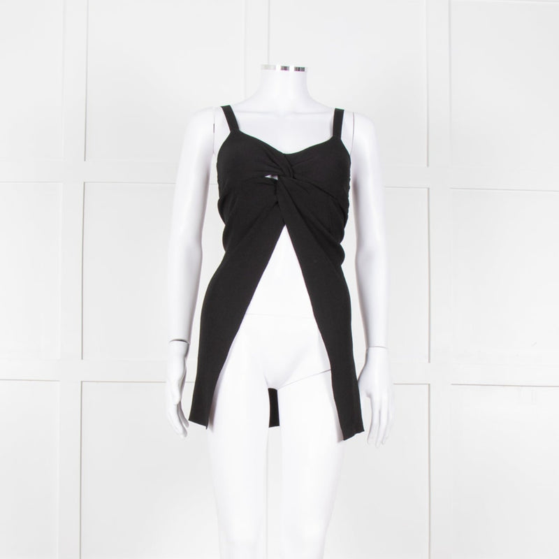 Twinset Black Knit Knot Front Open Sleeveless Top