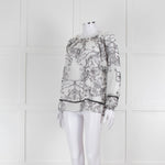 Marccain White and Black Embroidery Off The Shoulder Blouse