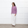 By IRIS Lilac Chequered Frilled Trim Blouse