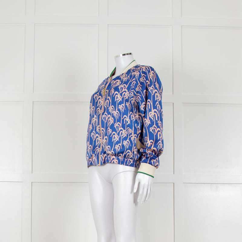 Scotch & Soda Blue and Pink Palm Print Reversible Bomber Jacket