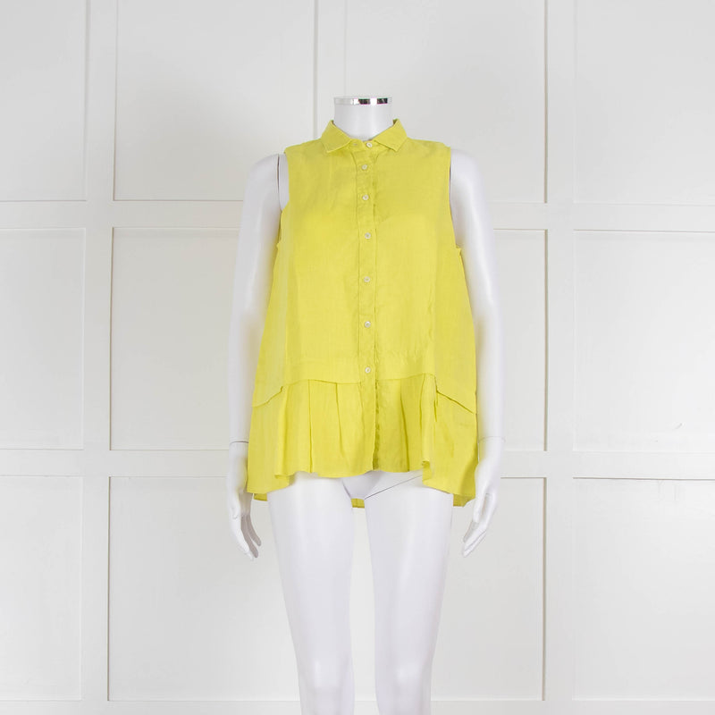 Rosso35 Lime Green Sleeveless Shirt with Peplum
