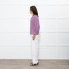 By IRIS Lilac Chequered Frilled Trim Blouse