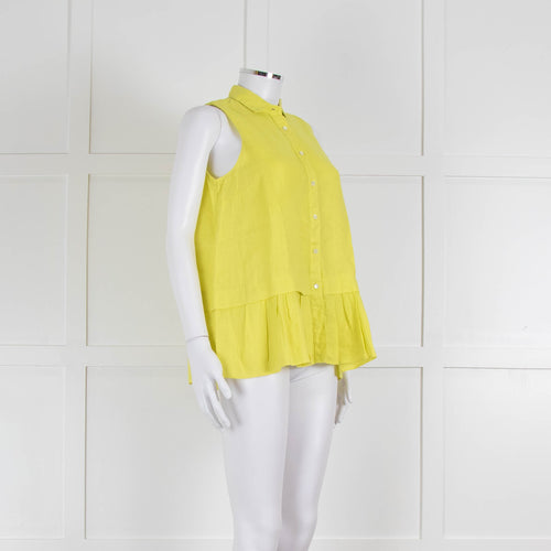 Rosso35 Lime Green Sleeveless Shirt with Peplum